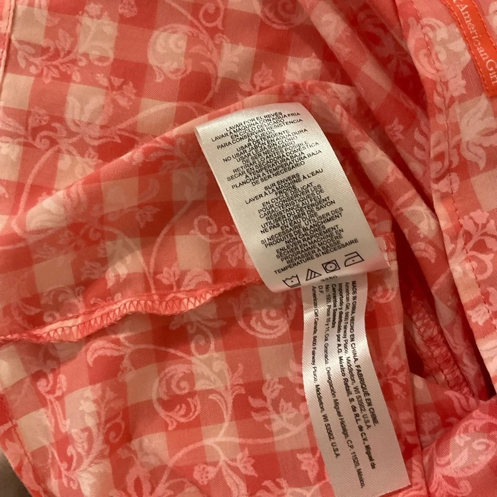 American Girl Tenney Grant Pajamas (Top only) Gingham Plaid Girl’s Sz M (10-12)